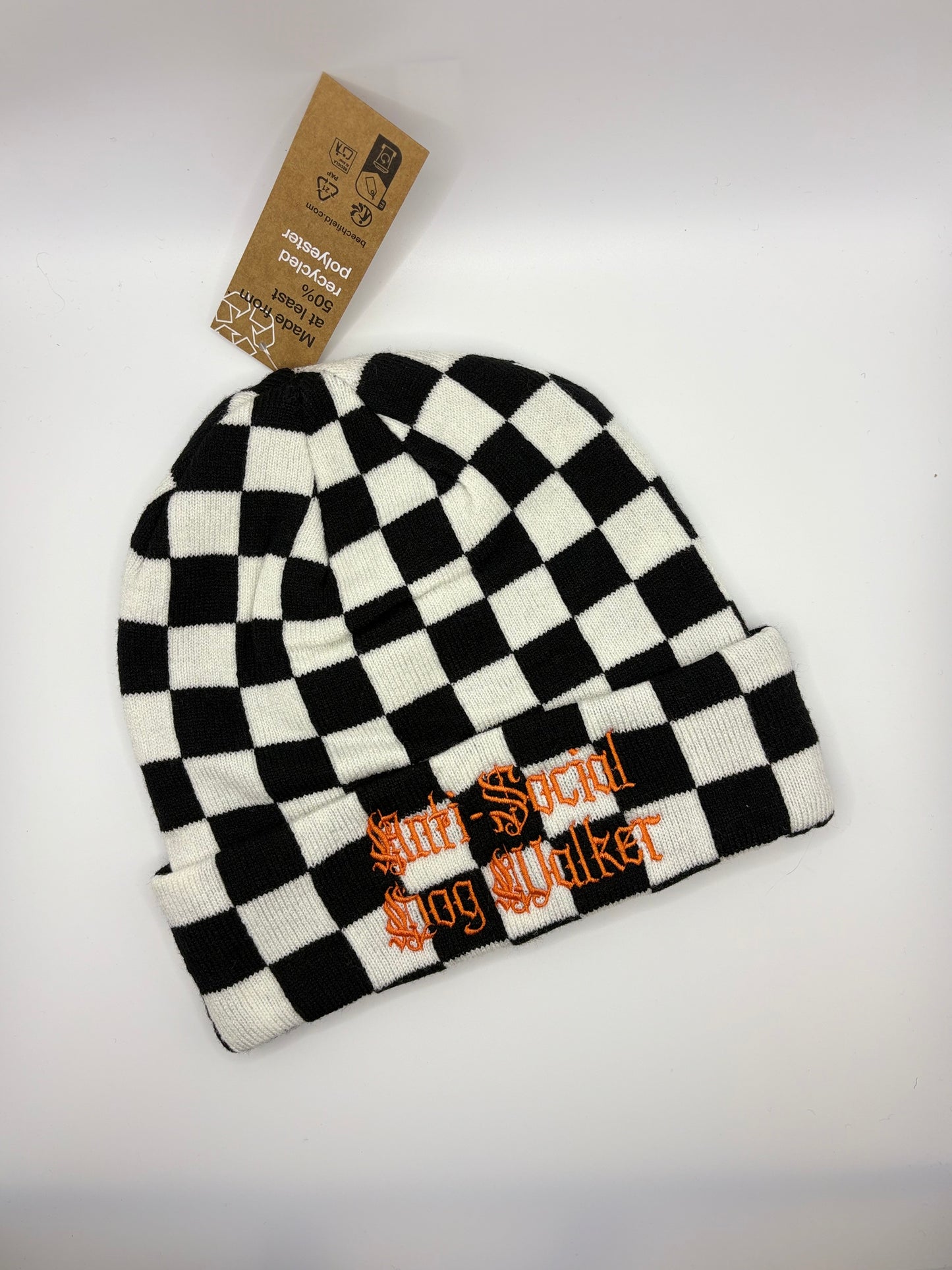 Anti-Social Dog walker Checkerboard Beanie