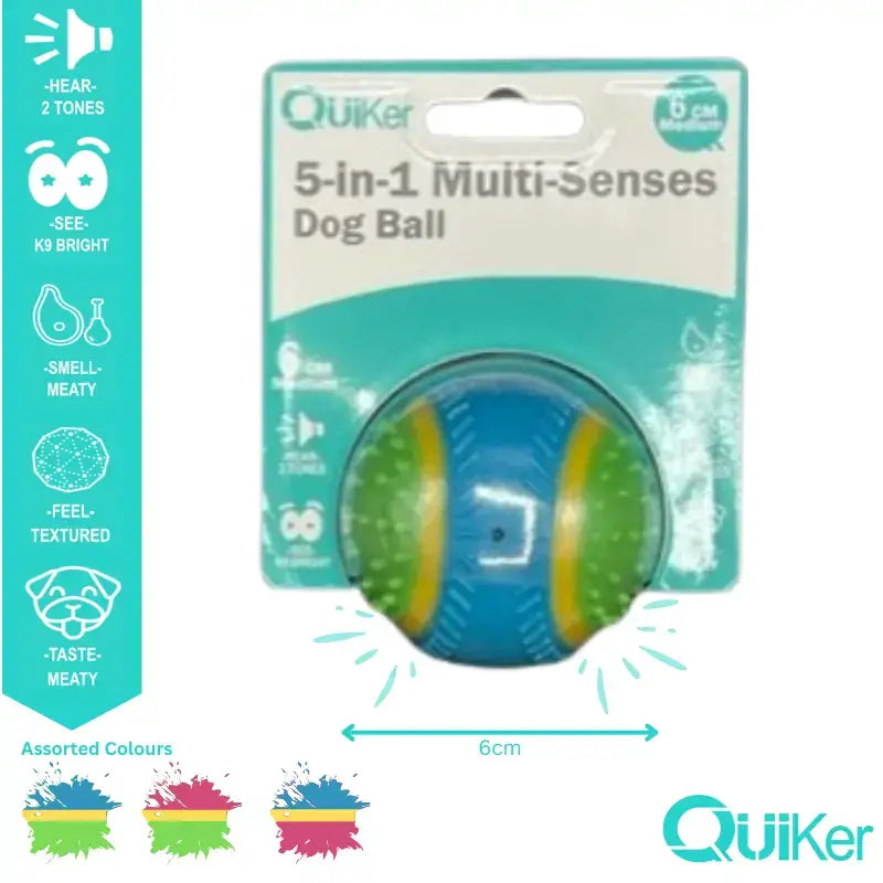 5-in-1 Multi-Senses Dog Toy Ball 8cm