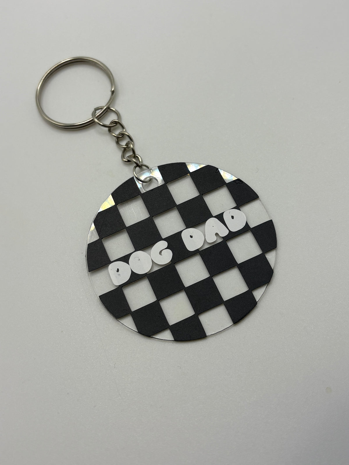 Dog Dad Checkerboard Key Ring