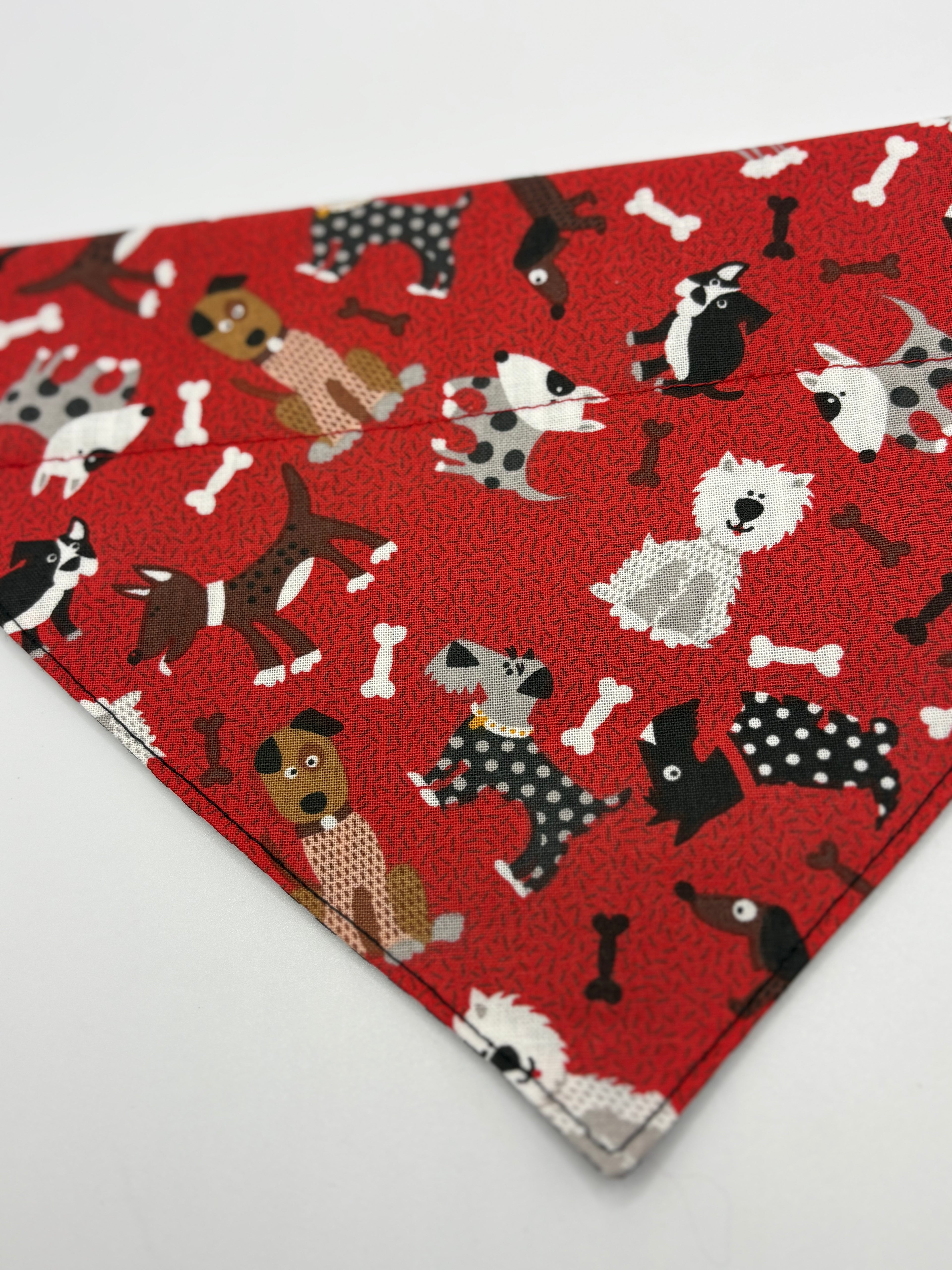 Red doggy print reversible bandana