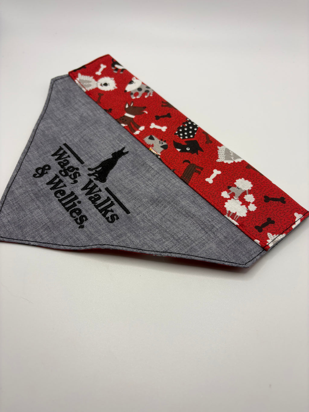 Doggy print Wags,Walks&Wellies Logo bandana