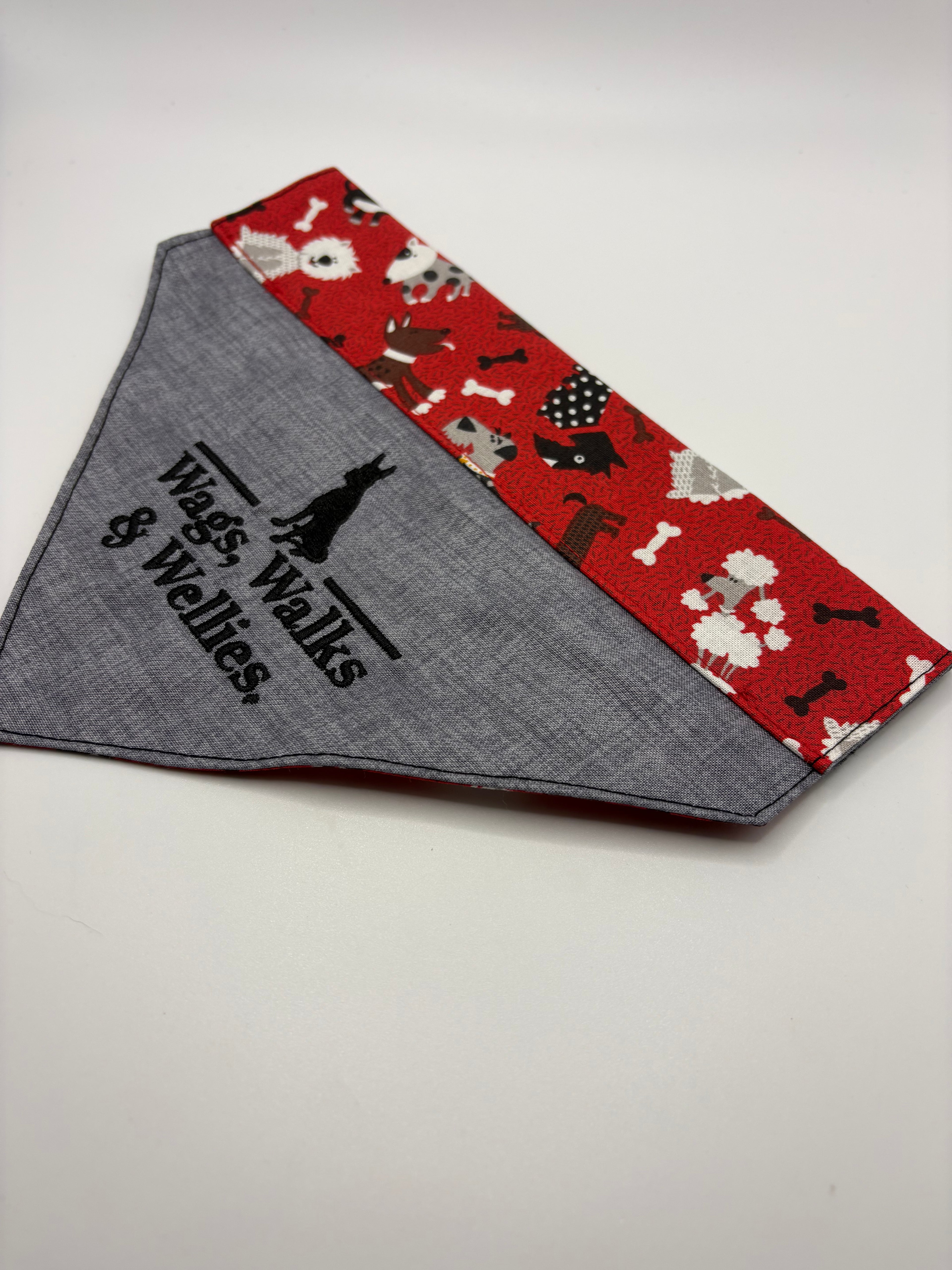 Doggy print Wags,Walks&Wellies Logo bandana