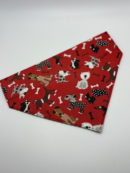 Red doggy print reversible bandana
